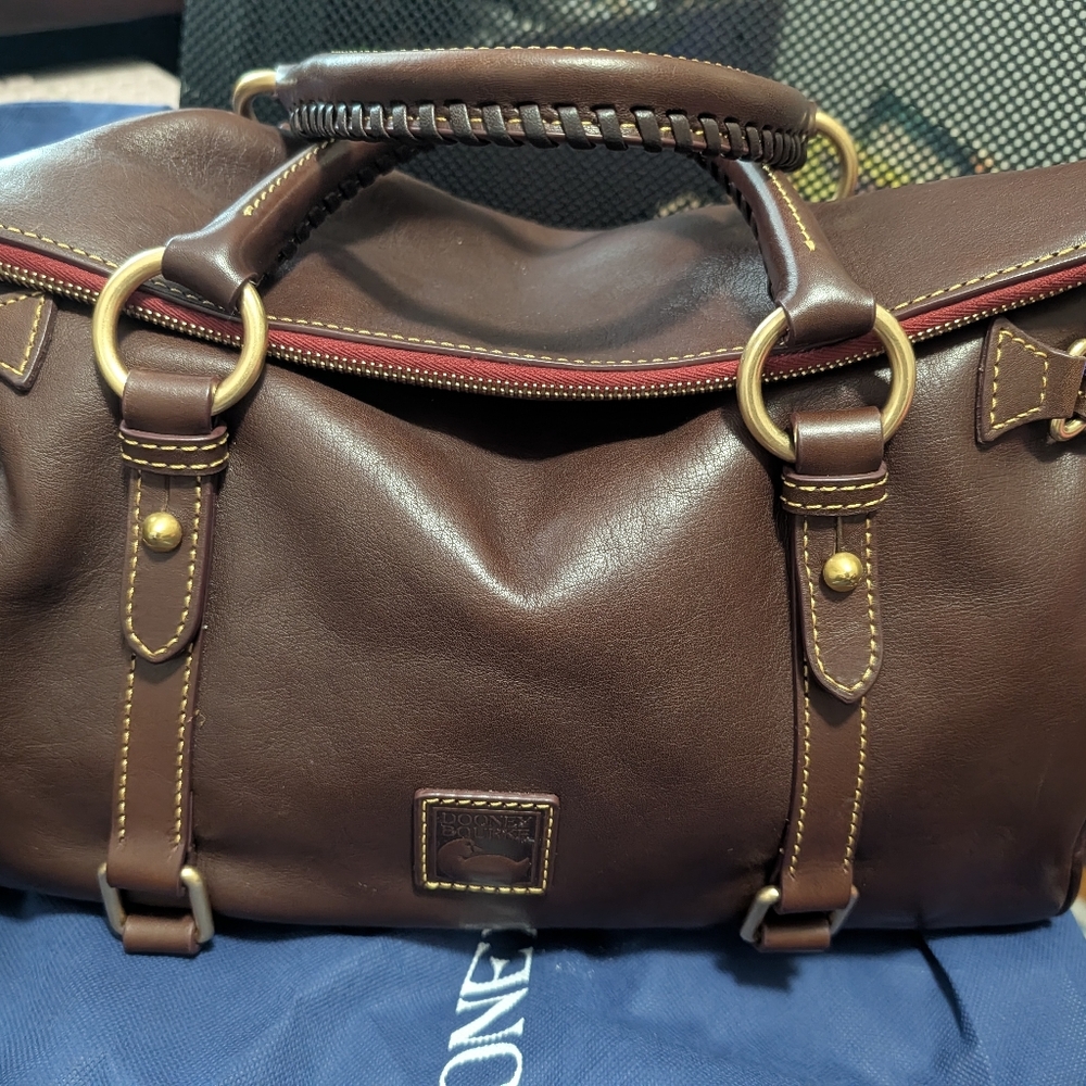Dooney & Bourke Florentine Leather Large Satchel In Chestnut
